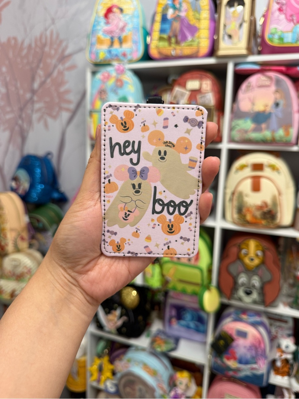 Mickey and Minnie pink ghost 2026 Hey Boo' Pink Card Holder